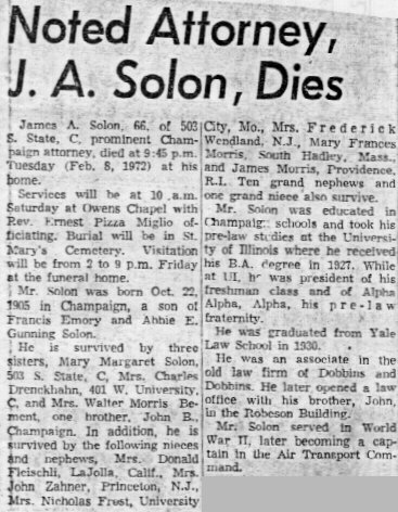 James A.. Solon Obituary